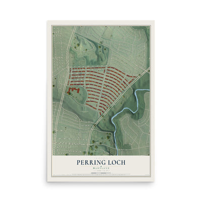 Map of Perring Loch, Maryland, 12 x 18 inch unframed archival matte print