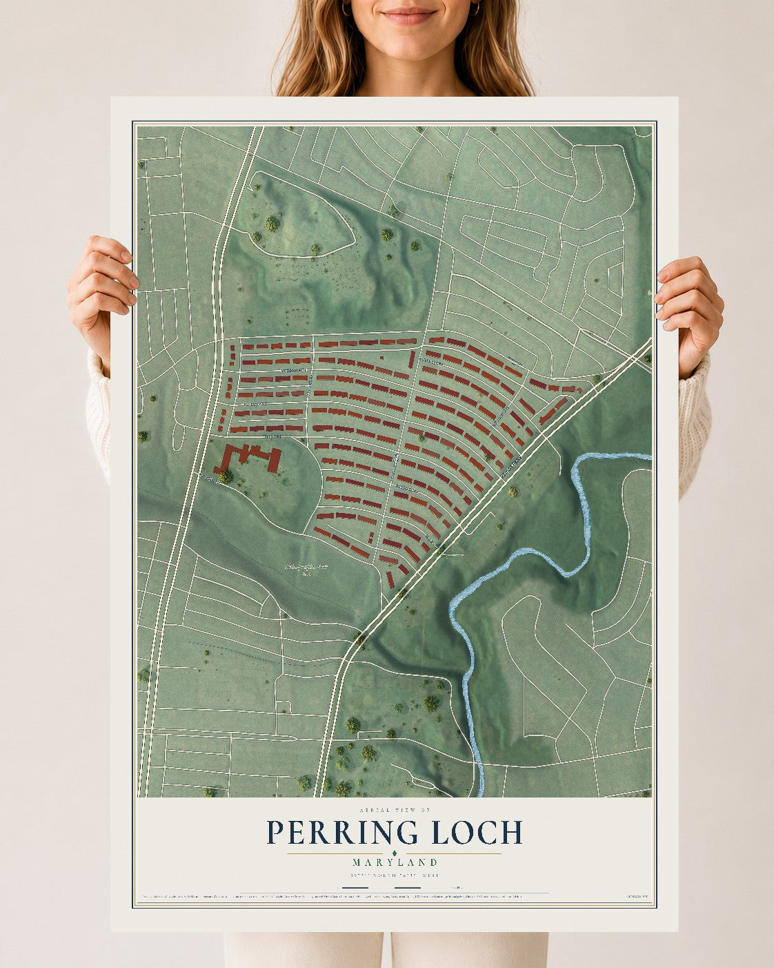 Map of Perring Loch, Maryland, 24 x 36 inch unframed archival matte print