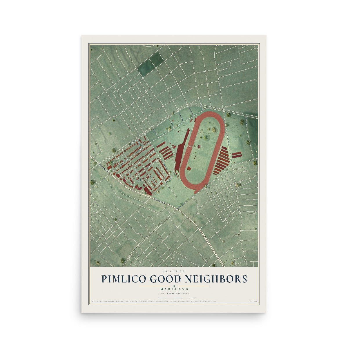 Map of Pimlico Good Neighbors, Maryland, 12 x 18 inch unframed archival matte print