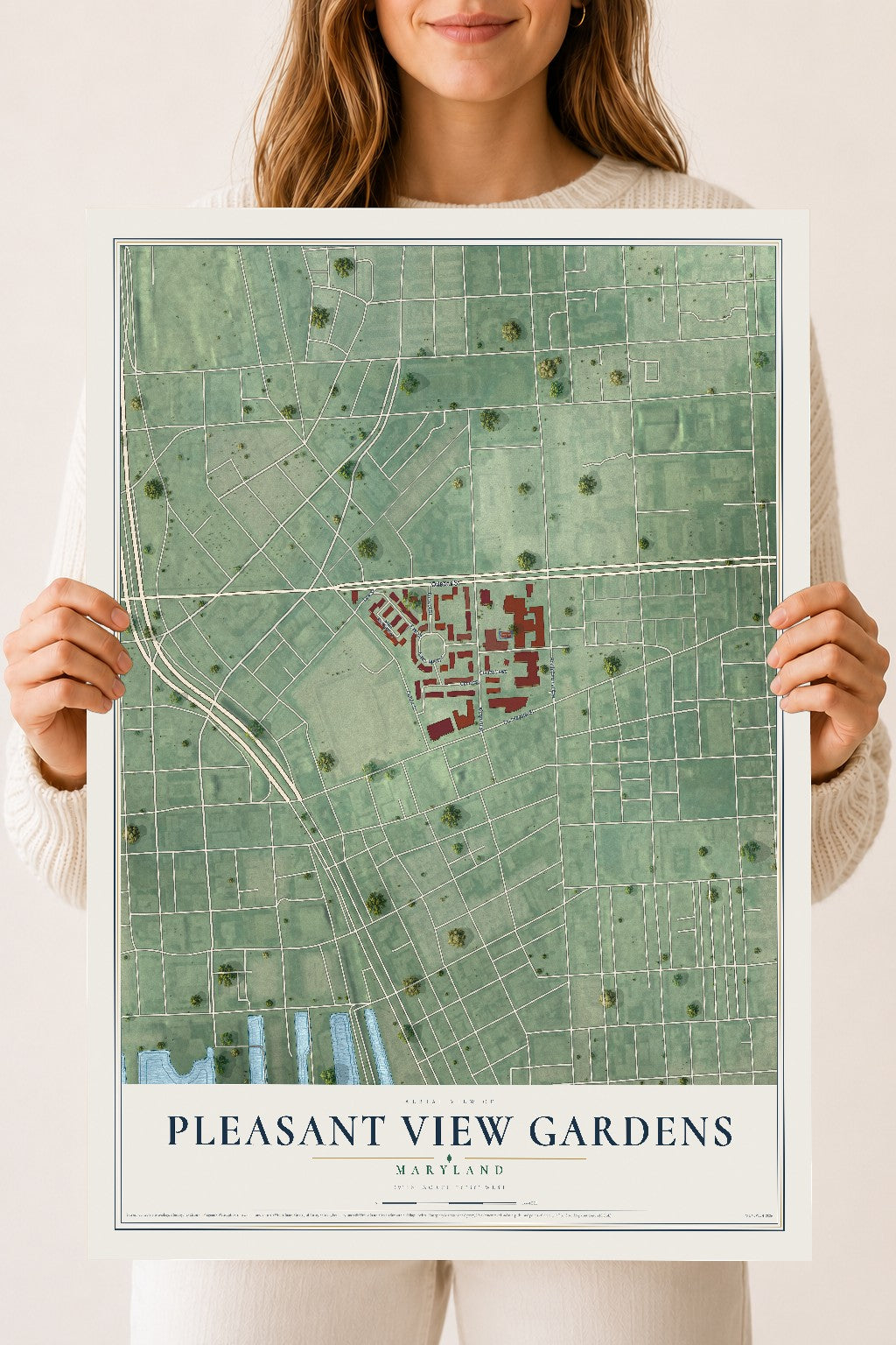 Map of Pleasant View Gardens, Maryland, 18 x 24 inch unframed archival matte print