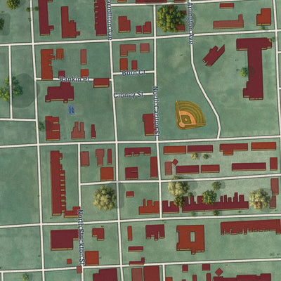 Second close-up of the map of Poppleton, Maryland print showing more streets and buildings