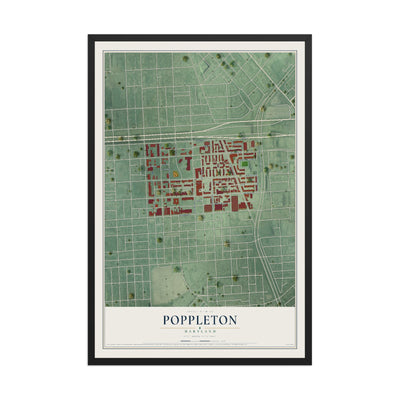 Map of Poppleton, Maryland, 12 x 18 inch print in a black wood frame