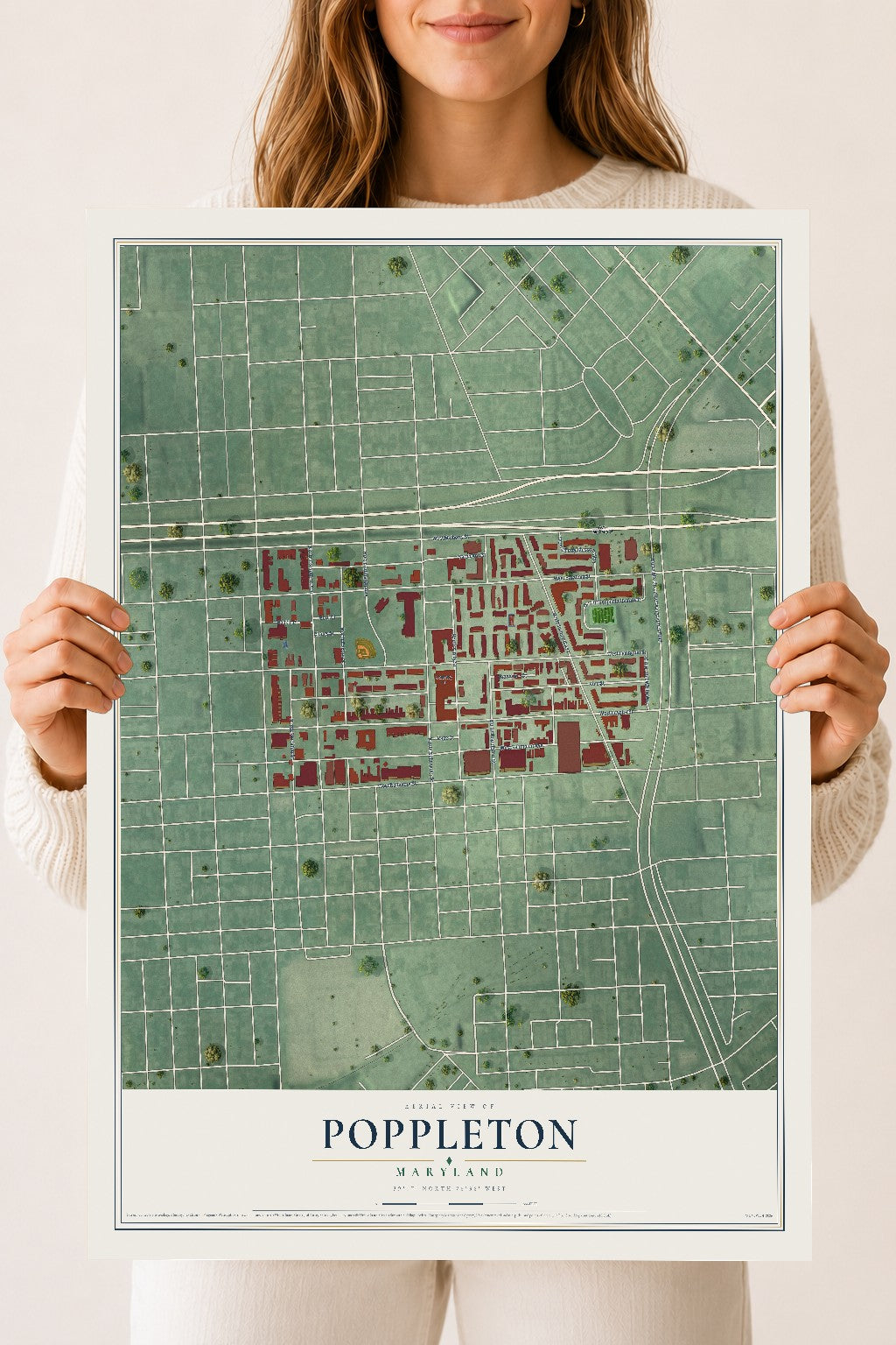 Map of Poppleton, Maryland, 18 x 24 inch unframed archival matte print