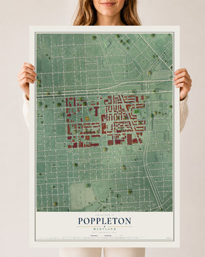 Map of Poppleton, Maryland, 24 x 36 inch unframed archival matte print