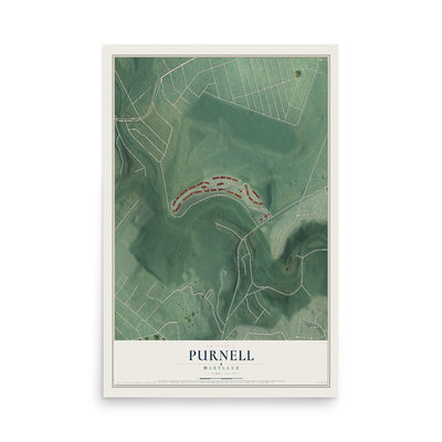 Map of Purnell, Maryland, 12 x 18 inch unframed archival matte print