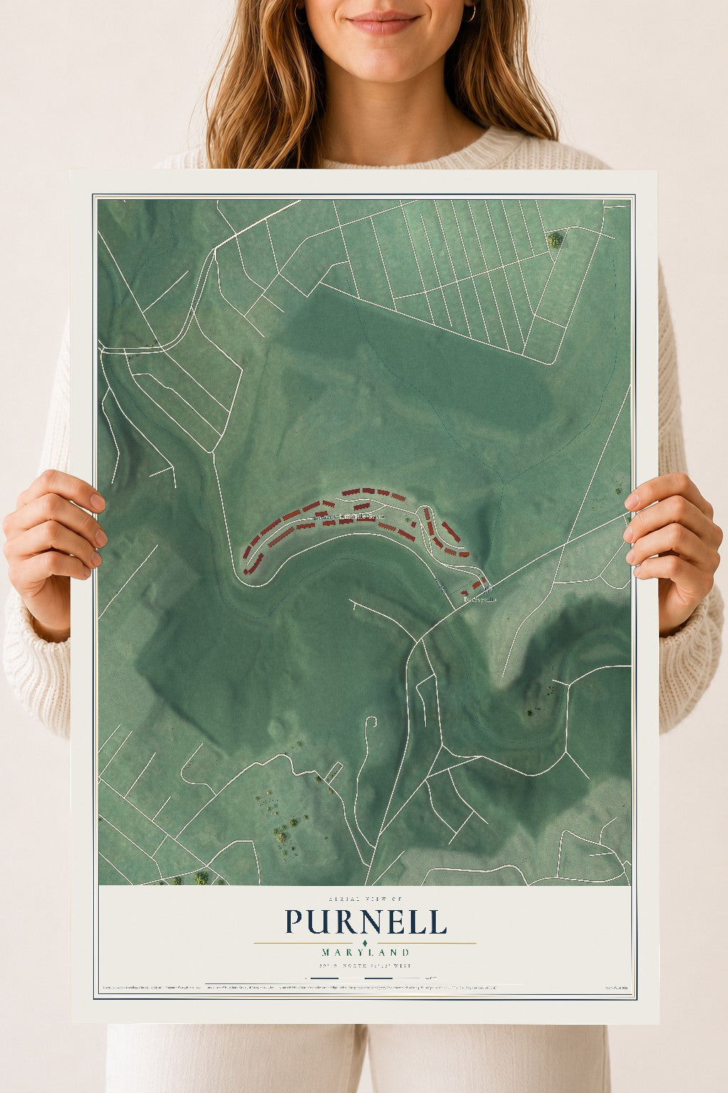 Map of Purnell, Maryland, 18 x 24 inch unframed archival matte print