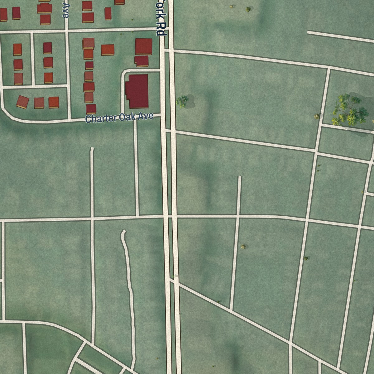Close-up of the map of Radnor-Winston, Maryland print showing street and building detail