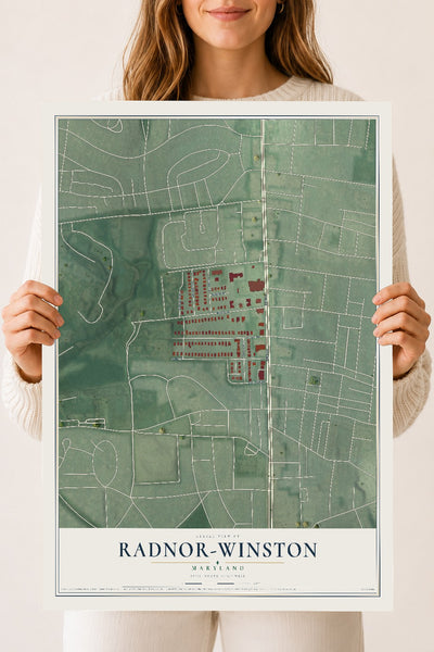 Map of Radnor-Winston, Maryland, 18 x 24 inch unframed archival matte print