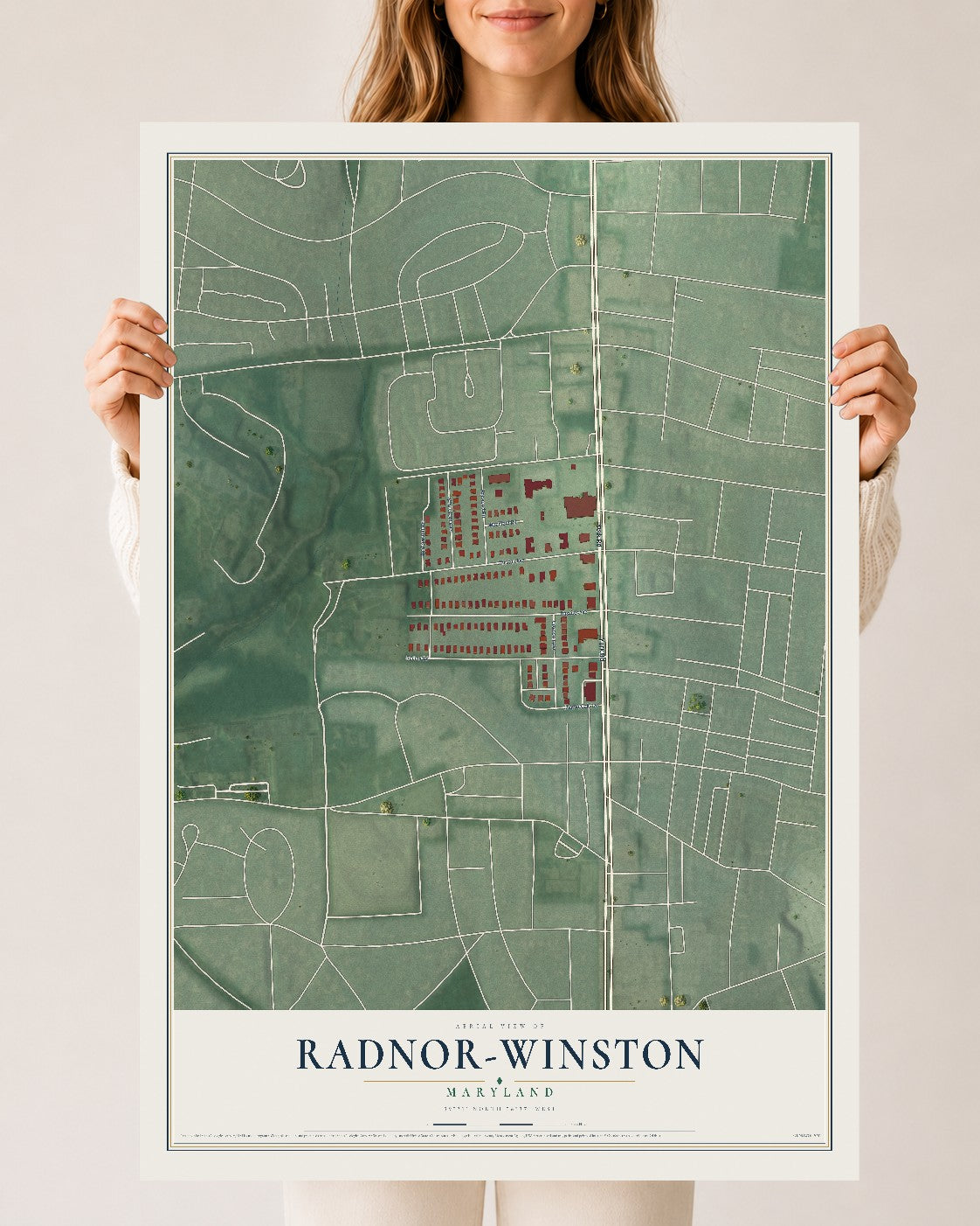 Map of Radnor-Winston, Maryland, 24 x 36 inch unframed archival matte print