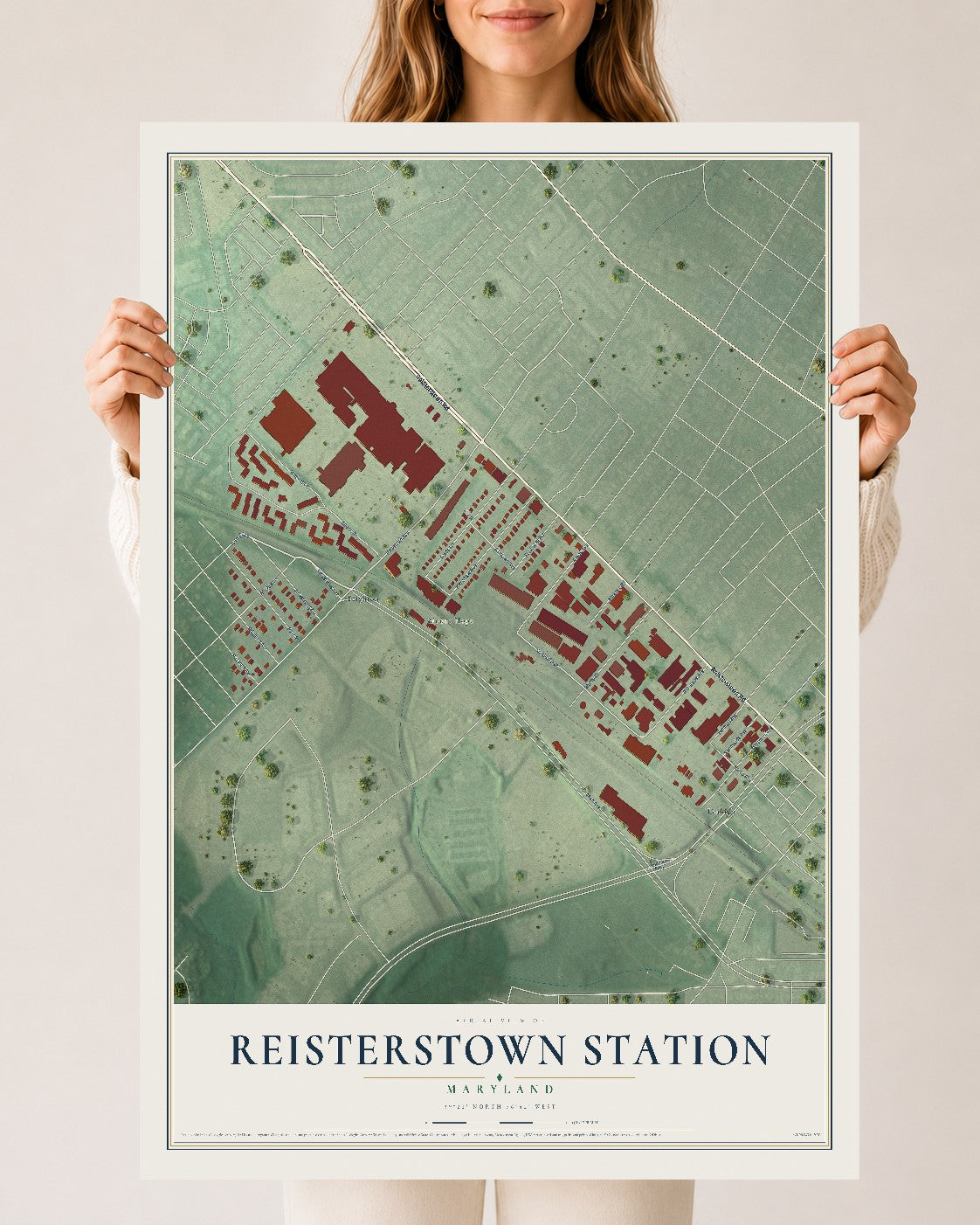 Map of Reisterstown Station, Maryland, 24 x 36 inch unframed archival matte print