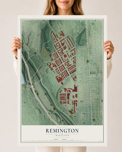 Map of Remington, Maryland, 24 x 36 inch unframed archival matte print