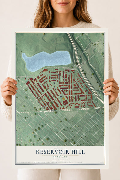 Map of Reservoir Hill, Maryland, 18 x 24 inch unframed archival matte print