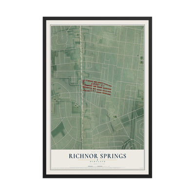 Map of Richnor Springs, Maryland, 12 x 18 inch print in a black wood frame