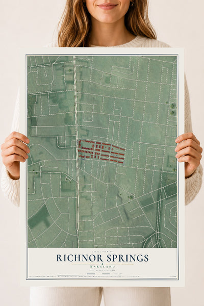 Map of Richnor Springs, Maryland, 18 x 24 inch unframed archival matte print