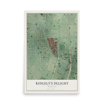 Map of Ridgely's Delight, Maryland, 12 x 18 inch unframed archival matte print