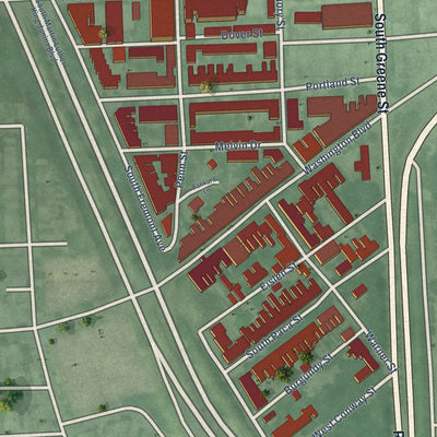 Close-up of the map of Ridgely's Delight, Maryland print showing street and building detail