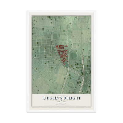 Map of Ridgely's Delight, Maryland, 12 x 18 inch print in a white wood frame