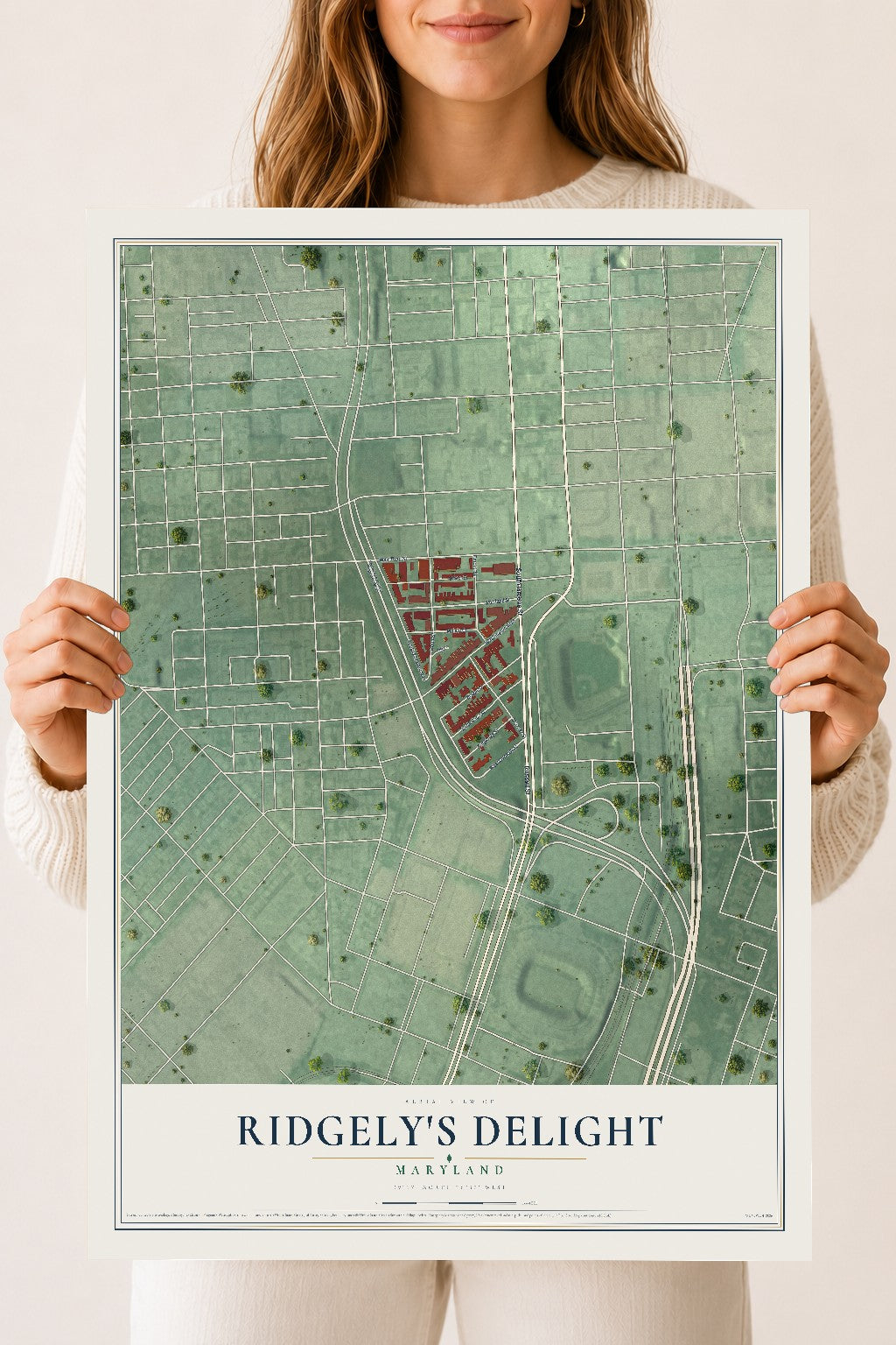 Map of Ridgely's Delight, Maryland, 18 x 24 inch unframed archival matte print