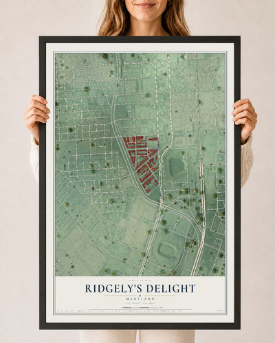 Map of Ridgely's Delight, Maryland, 24 x 36 inch print in a black wood frame