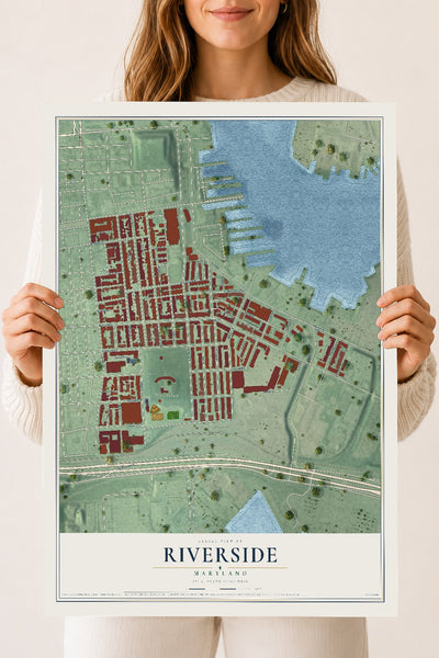 Map of Riverside, Maryland, 18 x 24 inch unframed archival matte print