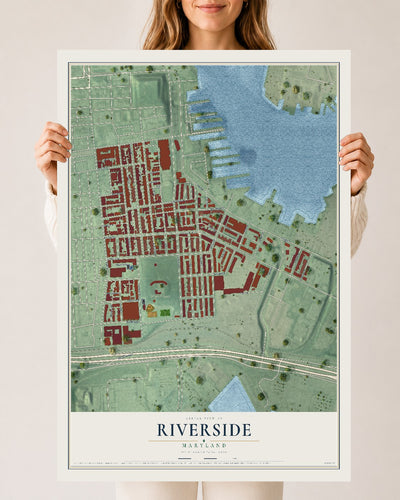 Map of Riverside, Maryland, 24 x 36 inch unframed archival matte print