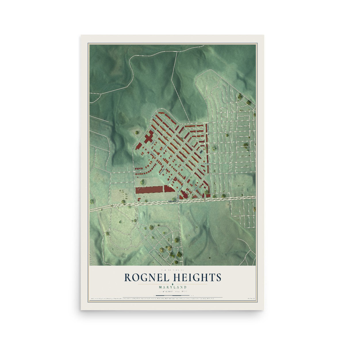 Map of Rognel Heights, Maryland, 12 x 18 inch unframed archival matte print