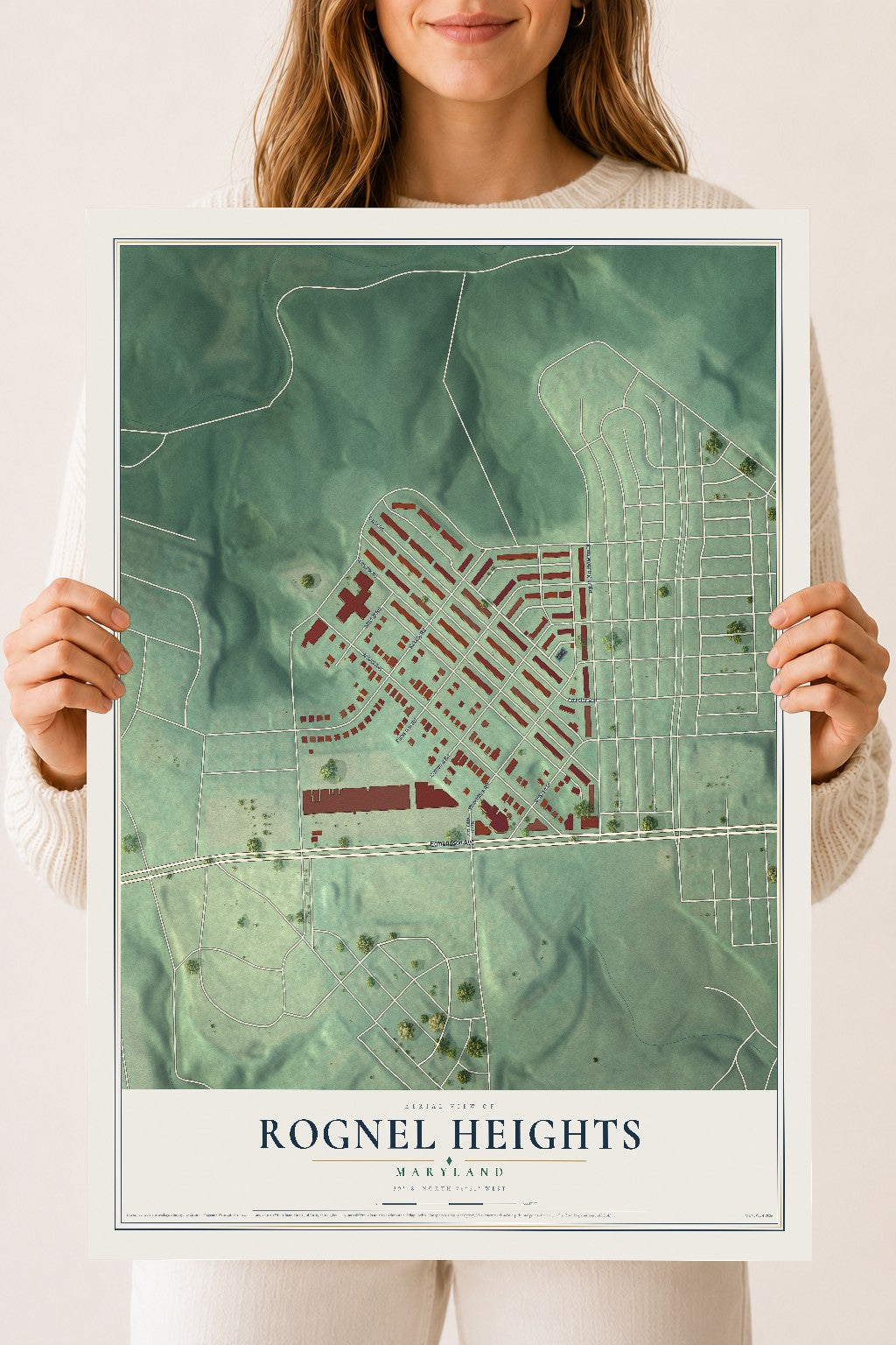 Map of Rognel Heights, Maryland, 18 x 24 inch unframed archival matte print