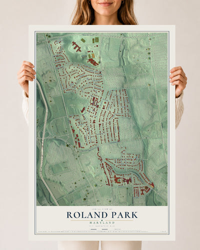 Map of Roland Park, Maryland, 24 x 36 inch unframed archival matte print