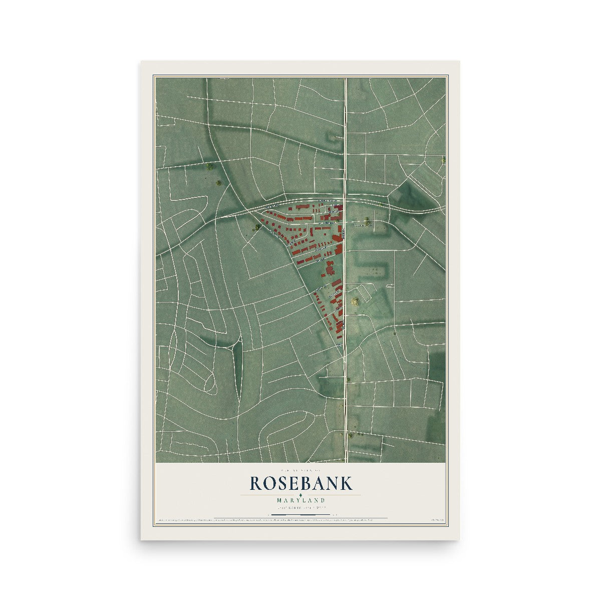 Map of Rosebank, Maryland, 12 x 18 inch unframed archival matte print