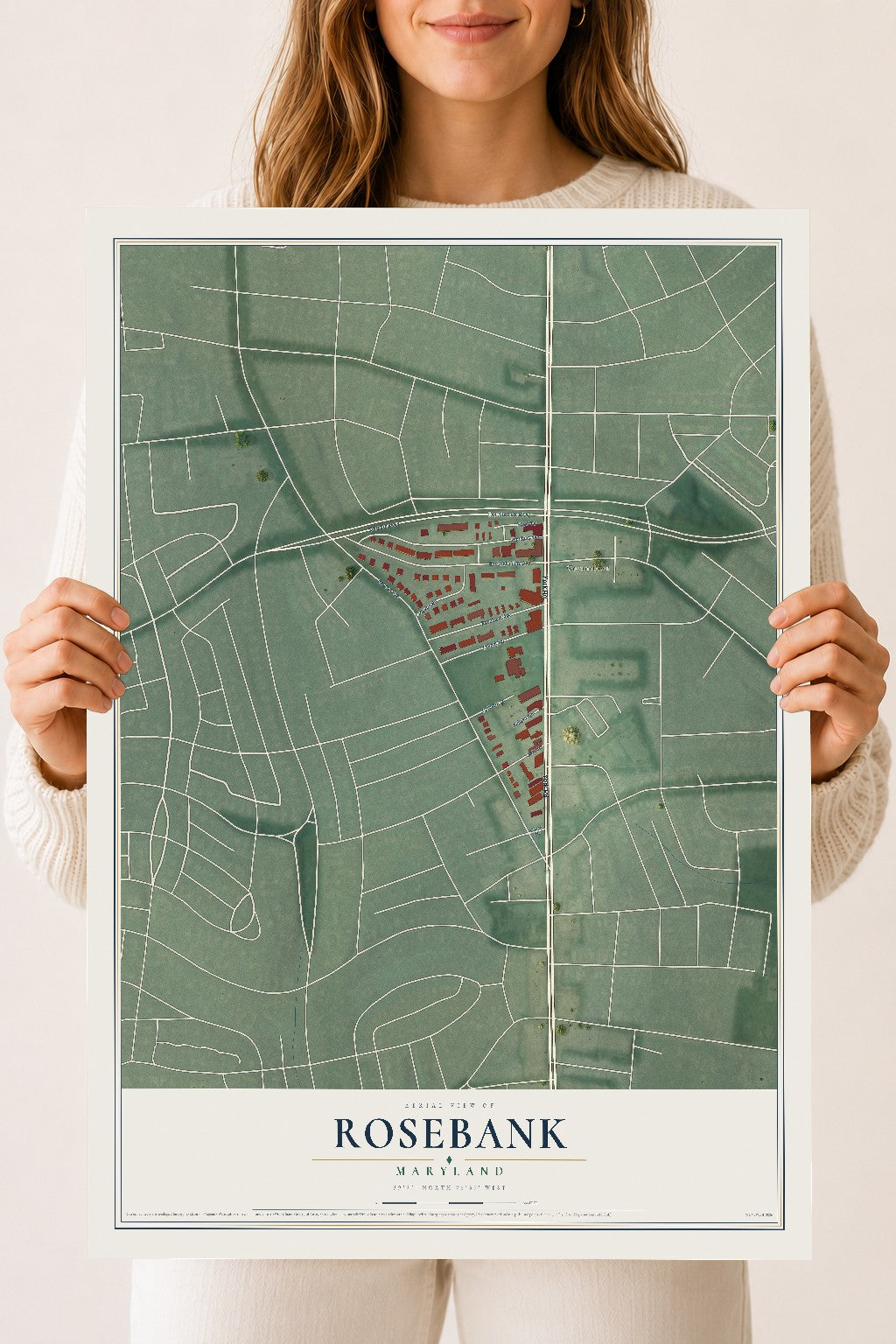 Map of Rosebank, Maryland, 18 x 24 inch unframed archival matte print