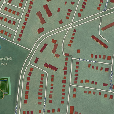 Close-up of the map of Rosemont East, Maryland print showing street and building detail