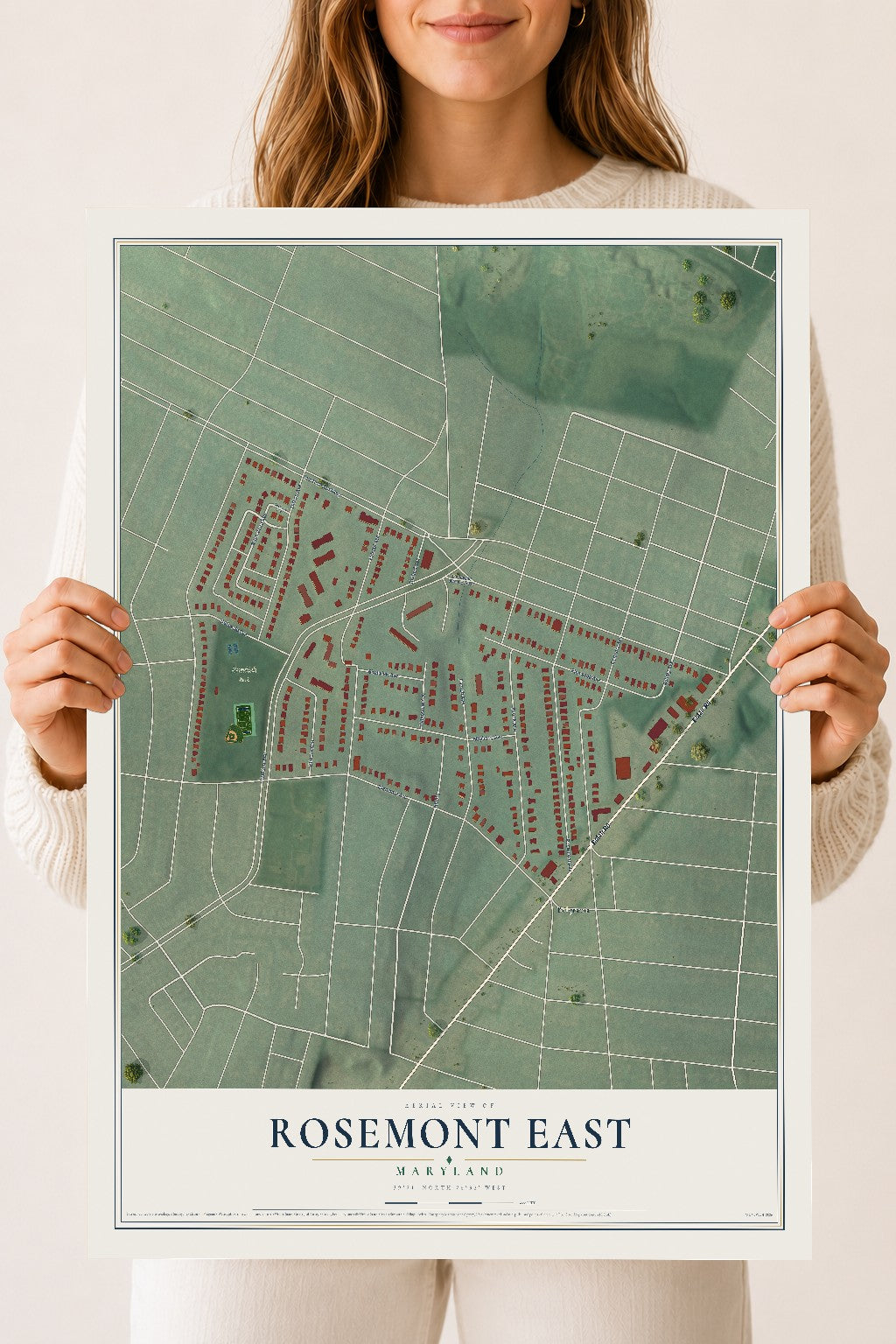 Map of Rosemont East, Maryland, 18 x 24 inch unframed archival matte print