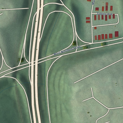 Close-up of the map of Sabina-Mattfeldt, Maryland print showing street and building detail