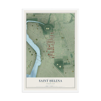 Map of Saint Helena, Maryland, 12 x 18 inch print in a white wood frame