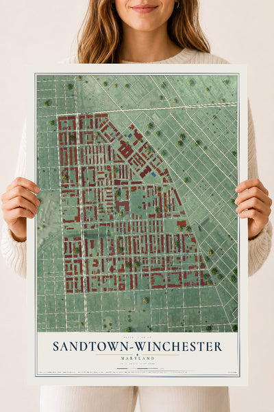 Map of Sandtown-Winchester, Maryland, 18 x 24 inch unframed archival matte print