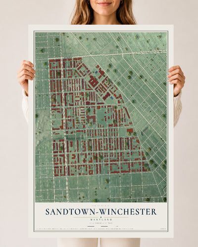 Map of Sandtown-Winchester, Maryland, 24 x 36 inch unframed archival matte print