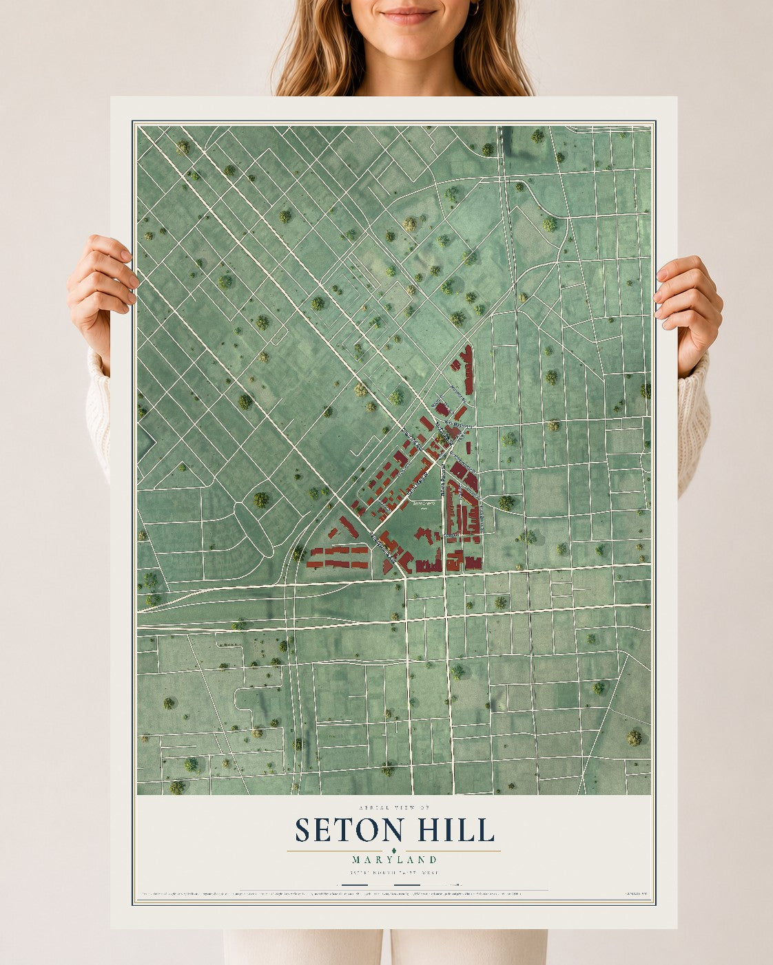 Map of Seton Hill, Maryland, 24 x 36 inch unframed archival matte print