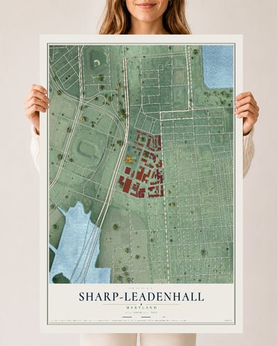 Map of Sharp-Leadenhall, Maryland, 24 x 36 inch unframed archival matte print