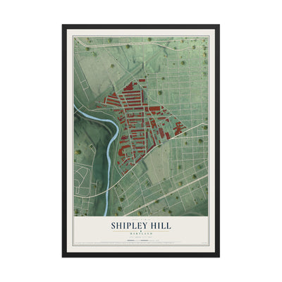 Map of Shipley Hill, Maryland, 12 x 18 inch print in a black wood frame