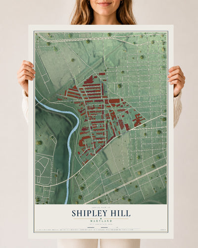 Map of Shipley Hill, Maryland, 24 x 36 inch unframed archival matte print