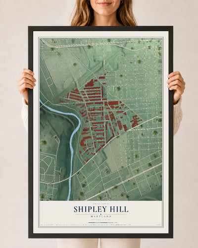 Map of Shipley Hill, Maryland, 24 x 36 inch print in a black wood frame