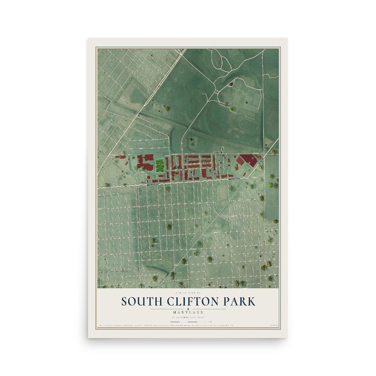 Map of South Clifton Park, Maryland, 12 x 18 inch unframed archival matte print