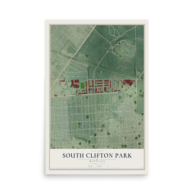 Map of South Clifton Park, Maryland, 12 x 18 inch unframed archival matte print