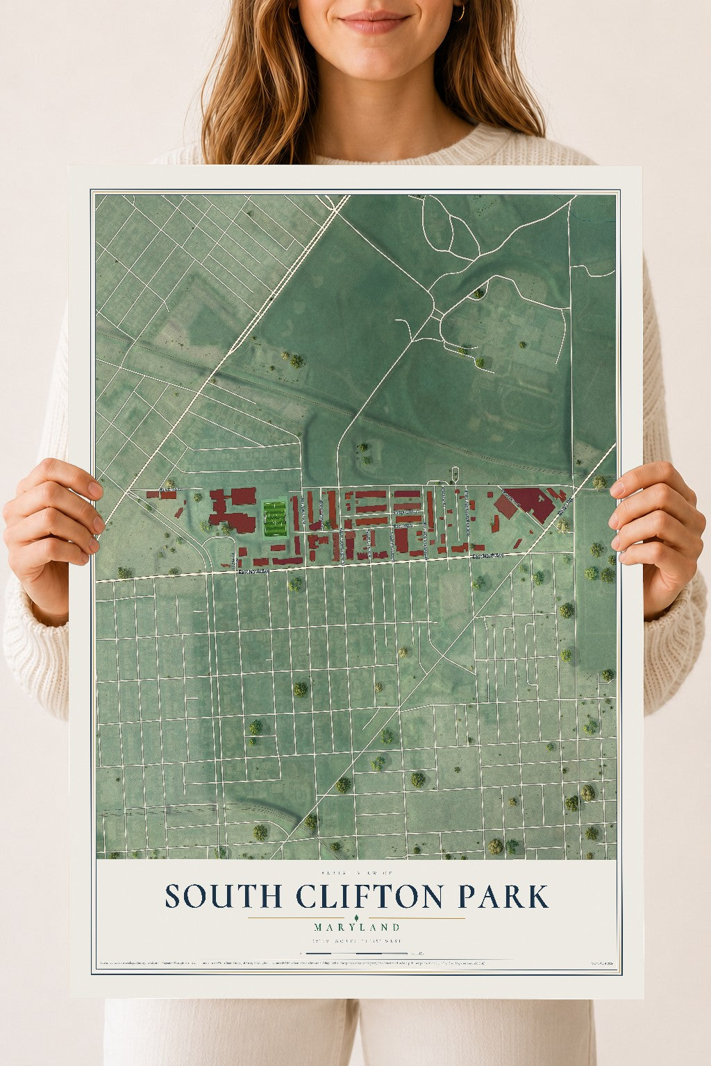 Map of South Clifton Park, Maryland, 18 x 24 inch unframed archival matte print