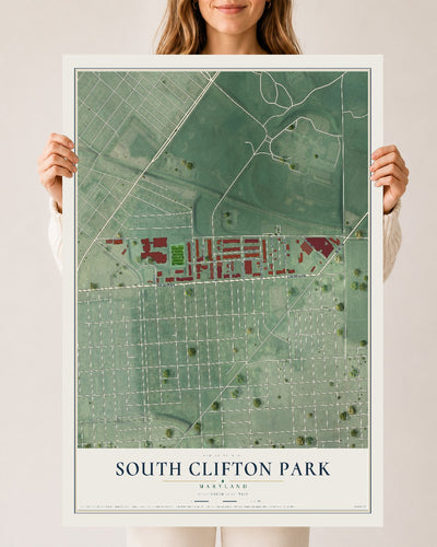 Map of South Clifton Park, Maryland, 24 x 36 inch unframed archival matte print