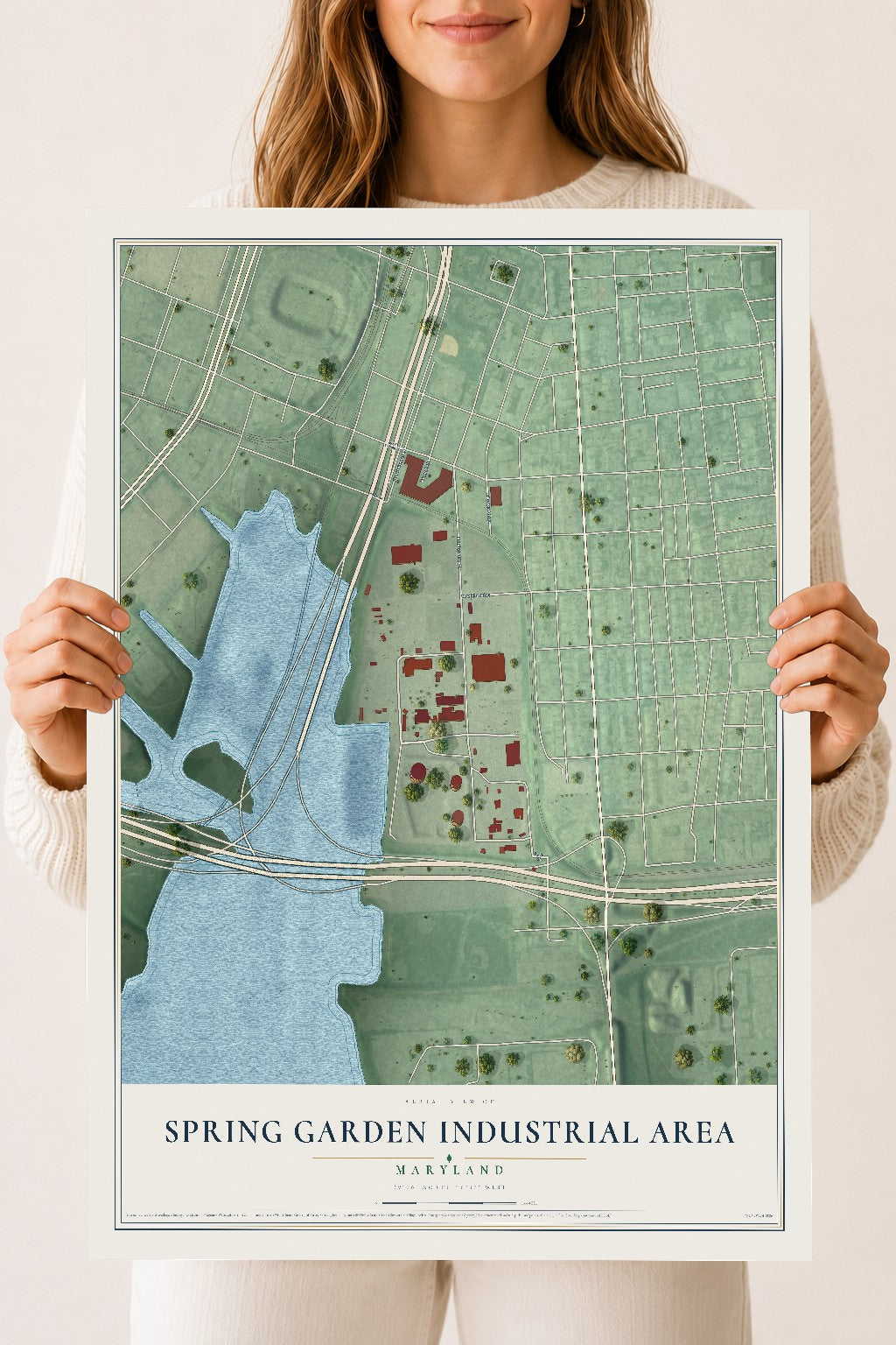 Map of Spring Garden Industrial Area, Maryland, 18 x 24 inch unframed archival matte print