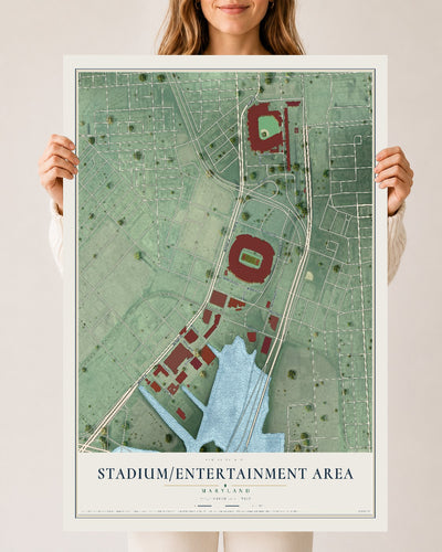 Map of Stadium-Entertainment Area, Maryland, 24 x 36 inch unframed archival matte print