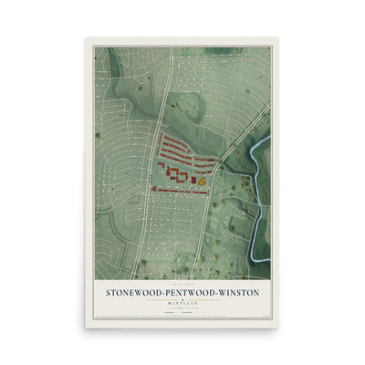 Map of Stonewood-Pentwood-Winston, Maryland, 12 x 18 inch unframed archival matte print