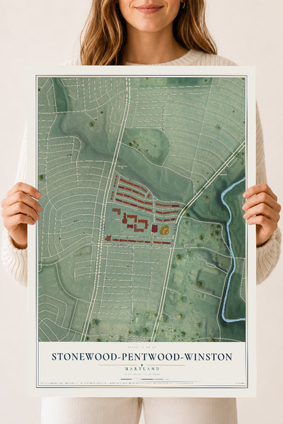 Map of Stonewood-Pentwood-Winston, Maryland, 18 x 24 inch unframed archival matte print