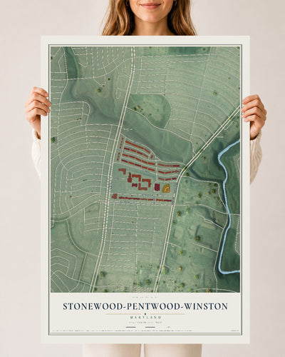 Map of Stonewood-Pentwood-Winston, Maryland, 24 x 36 inch unframed archival matte print